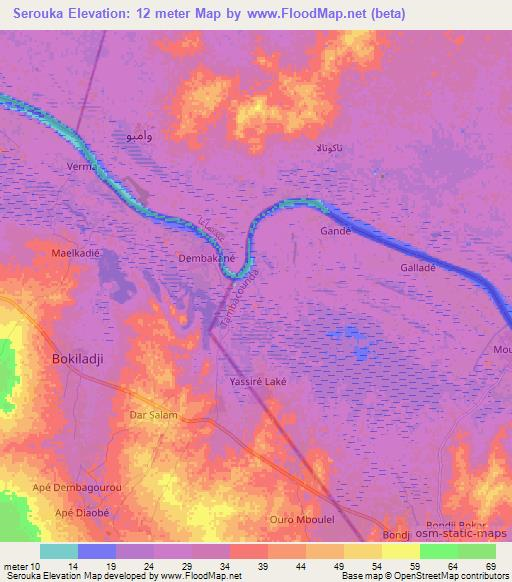 Serouka,Senegal Elevation Map