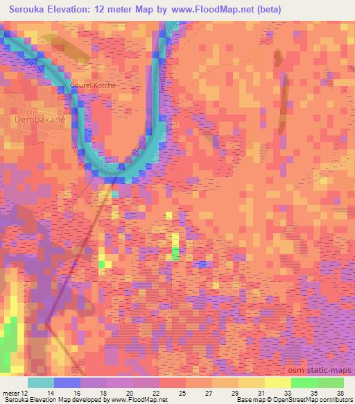Serouka,Senegal Elevation Map