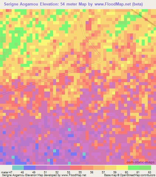 Serigne Aogamou,Senegal Elevation Map