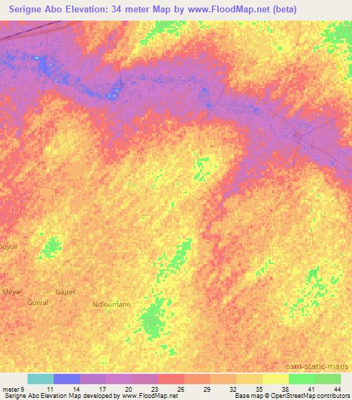 Serigne Abo,Senegal Elevation Map