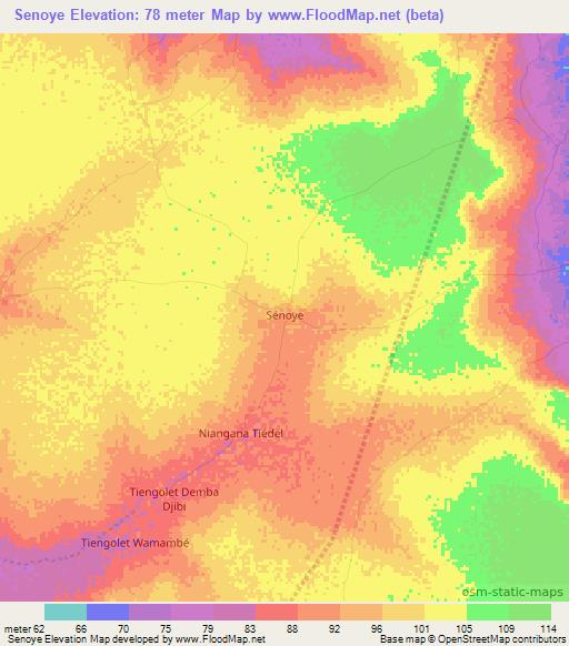Senoye,Senegal Elevation Map