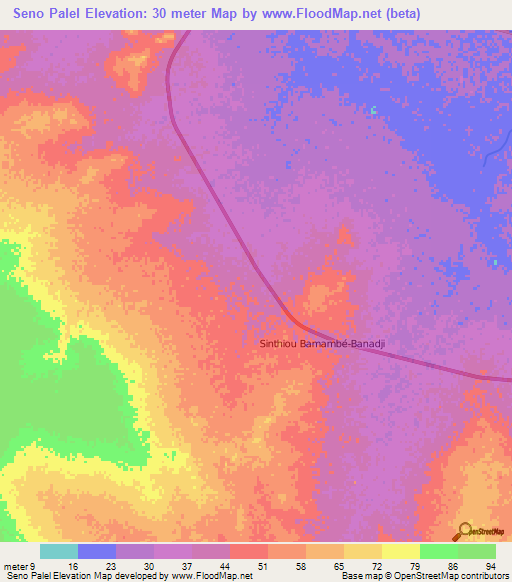 Seno Palel,Senegal Elevation Map