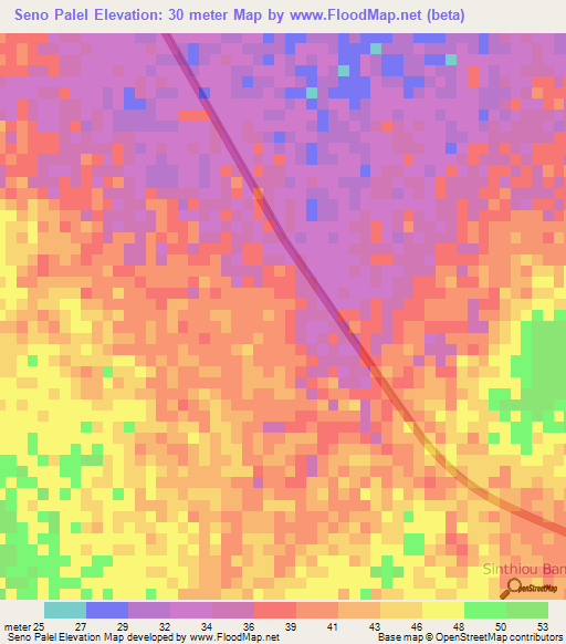 Seno Palel,Senegal Elevation Map