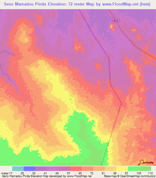 Seno Mamadou Pinda,Senegal Elevation Map