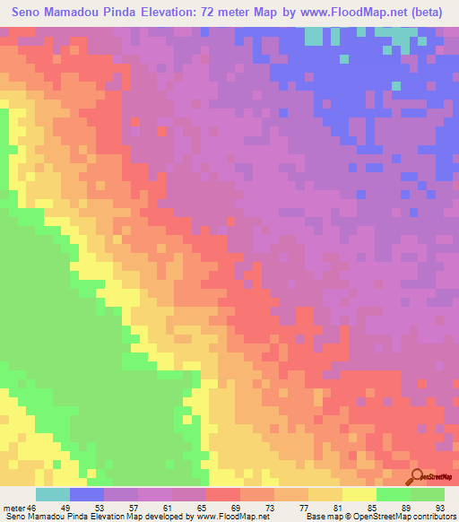 Seno Mamadou Pinda,Senegal Elevation Map
