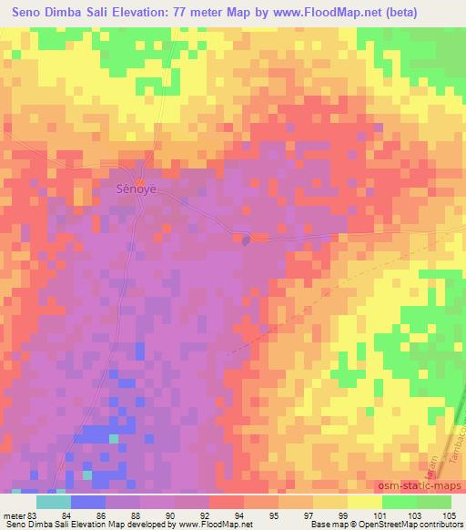Seno Dimba Sali,Senegal Elevation Map
