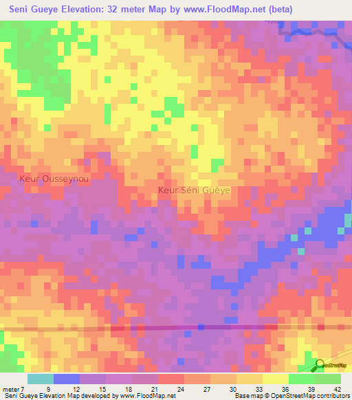 Seni Gueye,Senegal Elevation Map