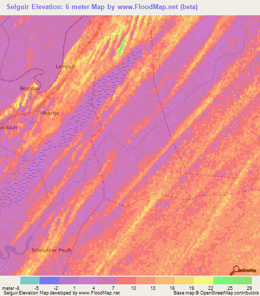 Selguir,Senegal Elevation Map