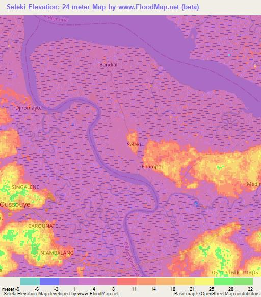 Seleki,Senegal Elevation Map