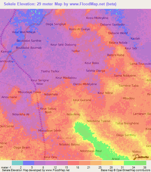Sekele,Senegal Elevation Map