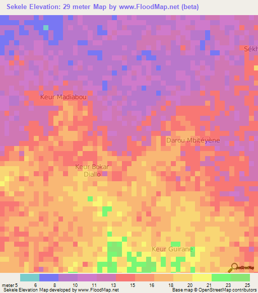 Sekele,Senegal Elevation Map
