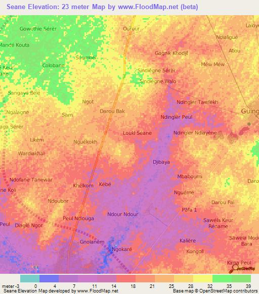 Seane,Senegal Elevation Map