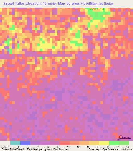 Sassel Talbe,Senegal Elevation Map