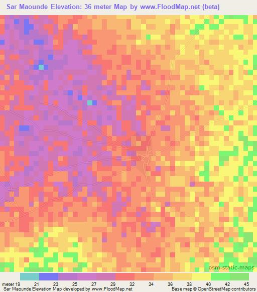 Sar Maounde,Senegal Elevation Map