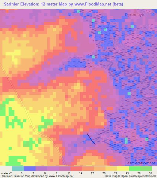 Sarinier,Senegal Elevation Map