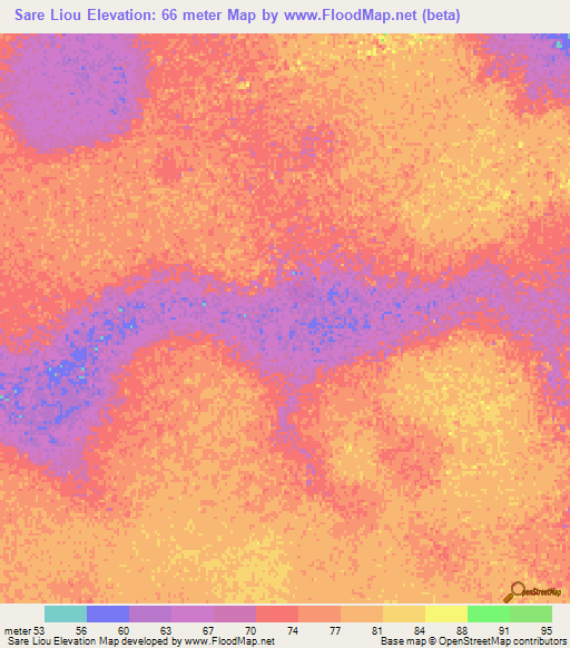 Sare Liou,Senegal Elevation Map