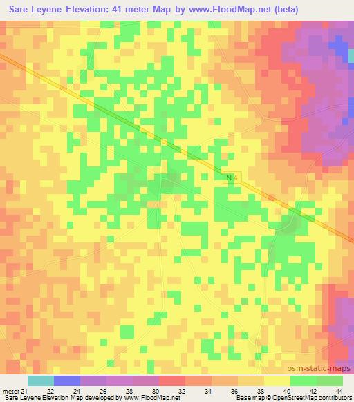 Sare Leyene,Senegal Elevation Map