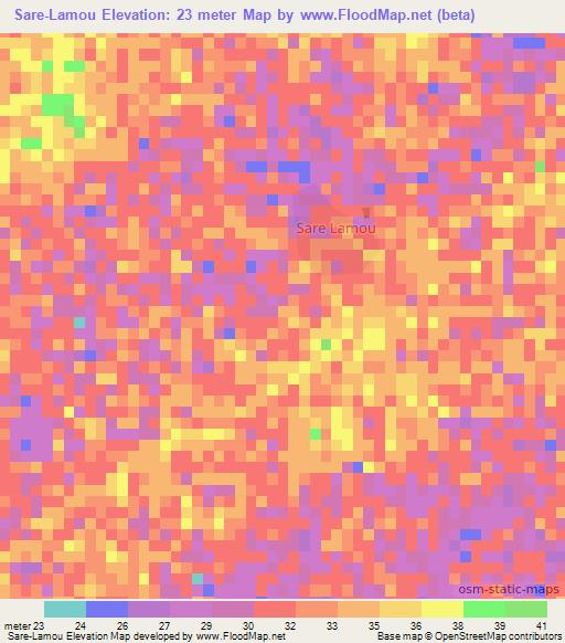 Sare-Lamou,Senegal Elevation Map