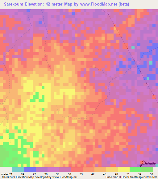 Sarekoura,Senegal Elevation Map