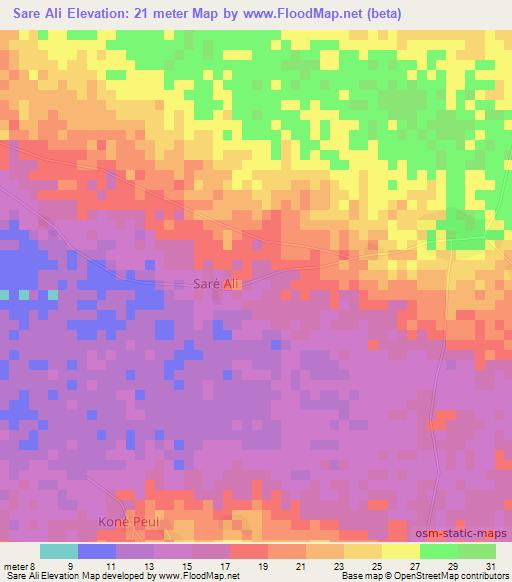 Sare Ali,Senegal Elevation Map