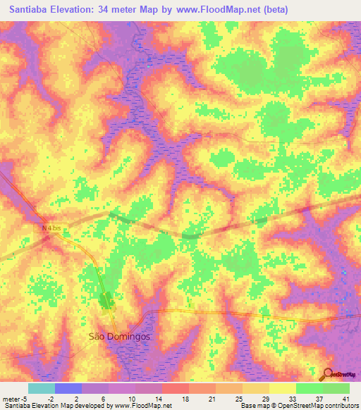 Santiaba,Senegal Elevation Map