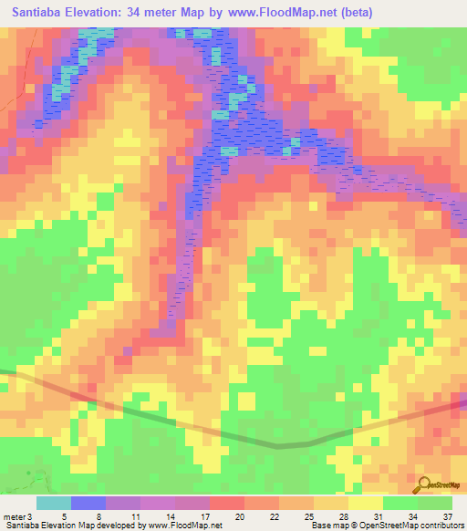 Santiaba,Senegal Elevation Map