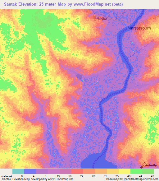 Santak,Senegal Elevation Map