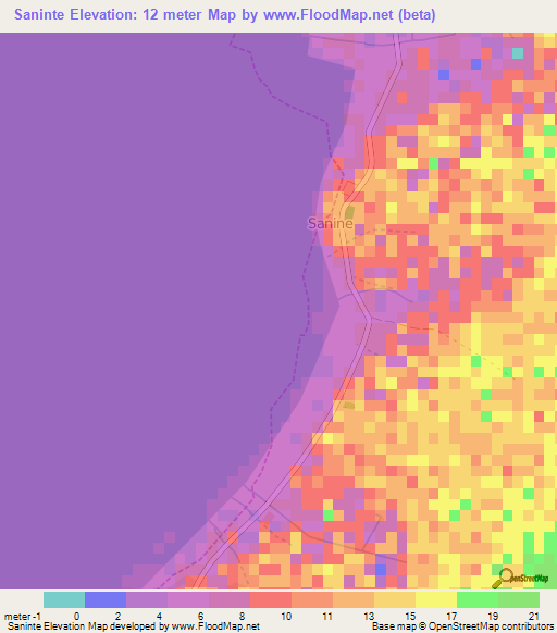 Saninte,Senegal Elevation Map