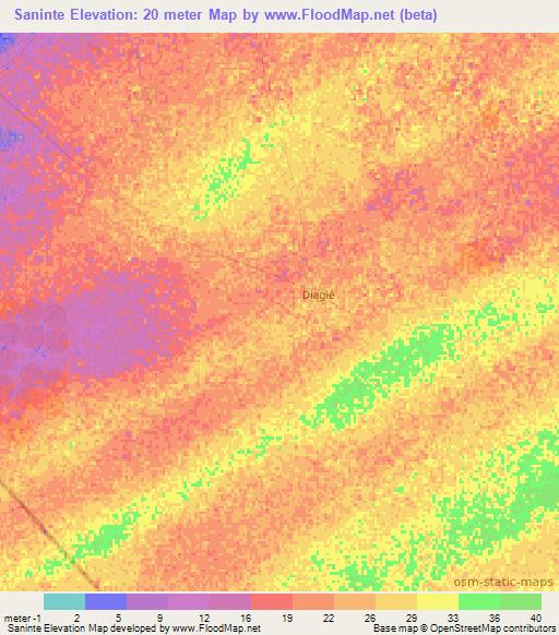 Saninte,Senegal Elevation Map