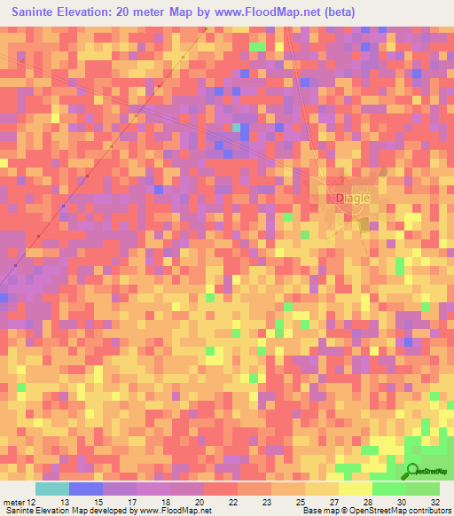 Saninte,Senegal Elevation Map