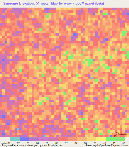 Sangome,Senegal Elevation Map