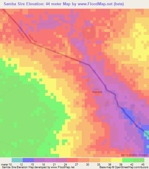 Samba Sire,Senegal Elevation Map