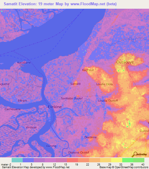 Samatit,Senegal Elevation Map