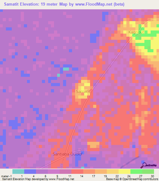 Samatit,Senegal Elevation Map