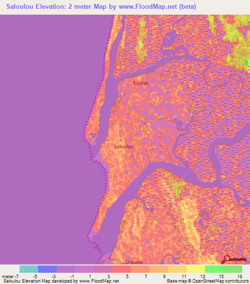 Saloulou,Senegal Elevation Map
