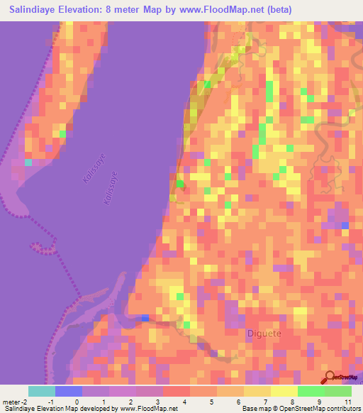 Salindiaye,Senegal Elevation Map