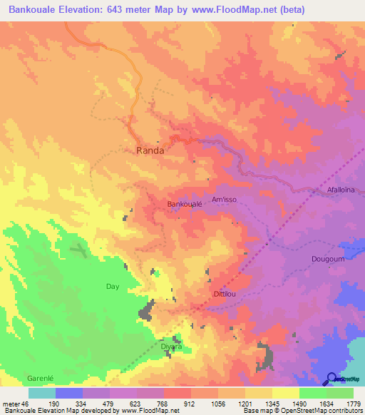 Bankouale,Djibouti Elevation Map