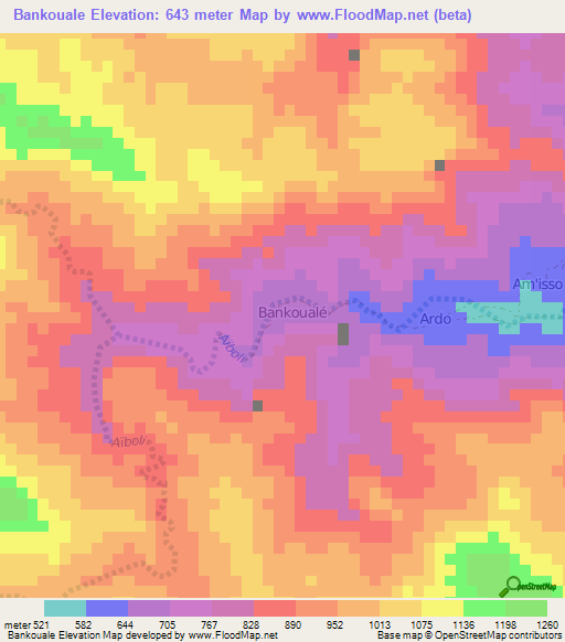 Bankouale,Djibouti Elevation Map