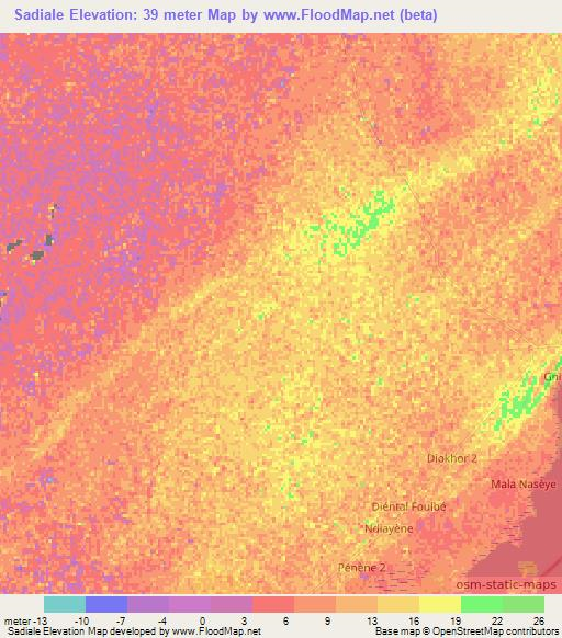 Sadiale,Senegal Elevation Map
