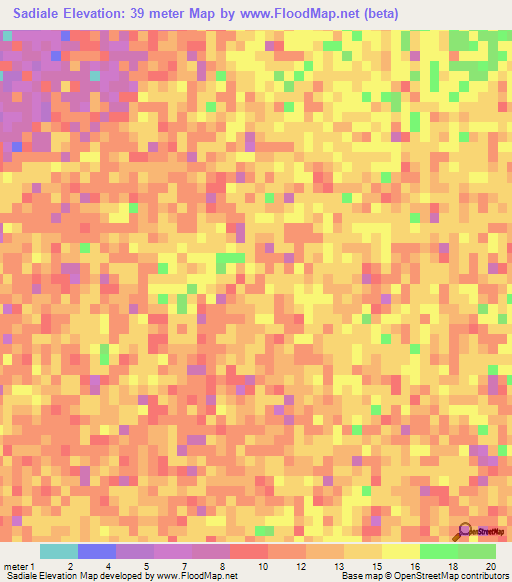 Sadiale,Senegal Elevation Map