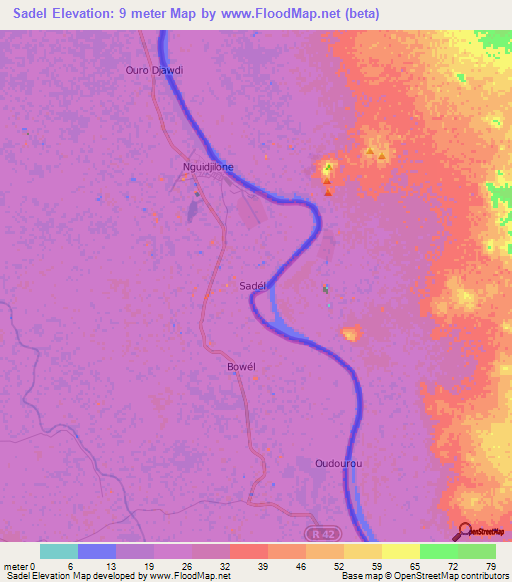 Sadel,Senegal Elevation Map