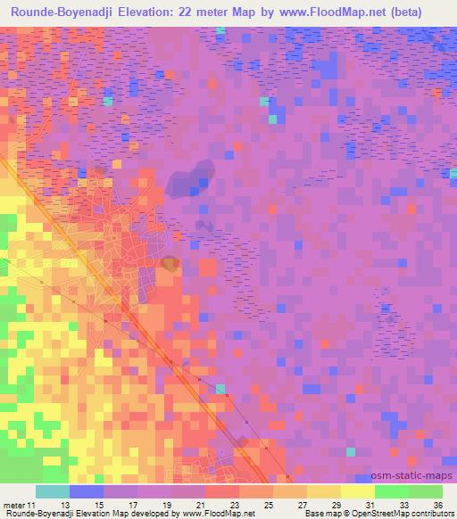 Rounde-Boyenadji,Senegal Elevation Map