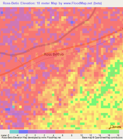 Ross-Betio,Senegal Elevation Map