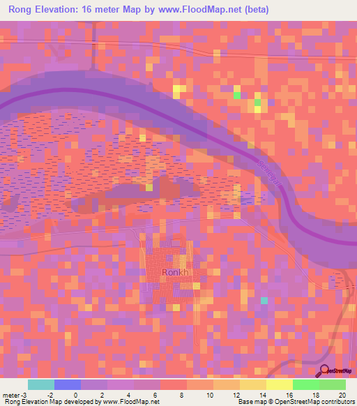Rong,Senegal Elevation Map