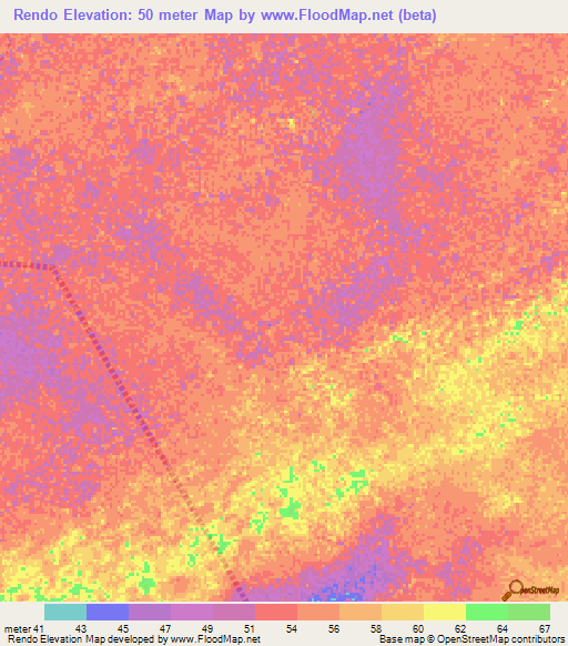 Rendo,Senegal Elevation Map