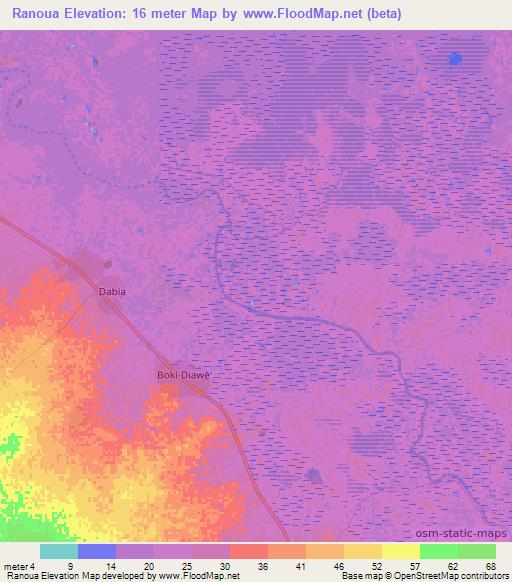 Ranoua,Senegal Elevation Map