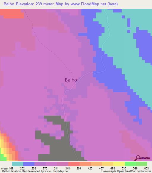 Balho,Djibouti Elevation Map