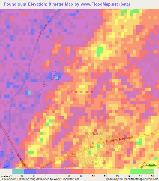 Poundioum,Senegal Elevation Map