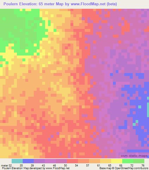 Poulern,Senegal Elevation Map