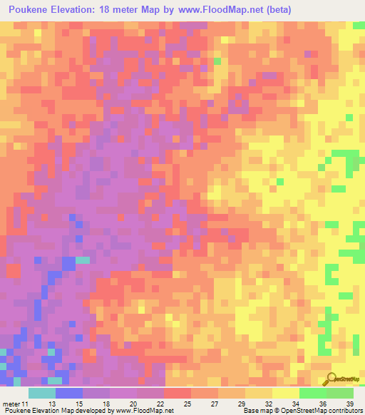 Poukene,Senegal Elevation Map